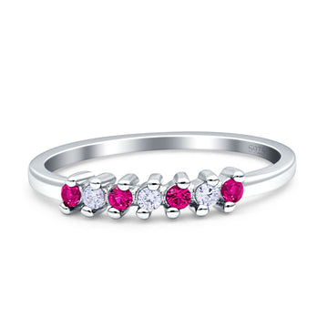 Round Dazzling Eternity Wedding Band Simulated Ruby 925 Sterling Silver Wholesale